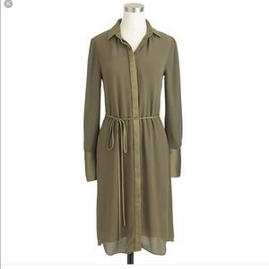 J.Crew olive green satin shirt dress.New with tag.